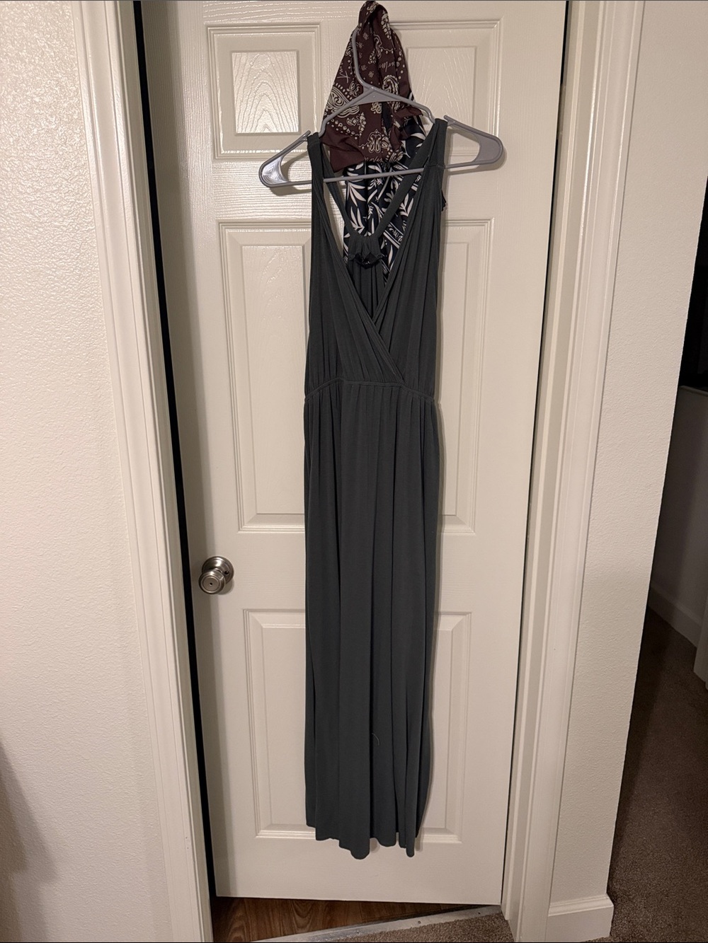 Vici Gray Sleeveless V-Neck Maxi Dress with Strappy Back
